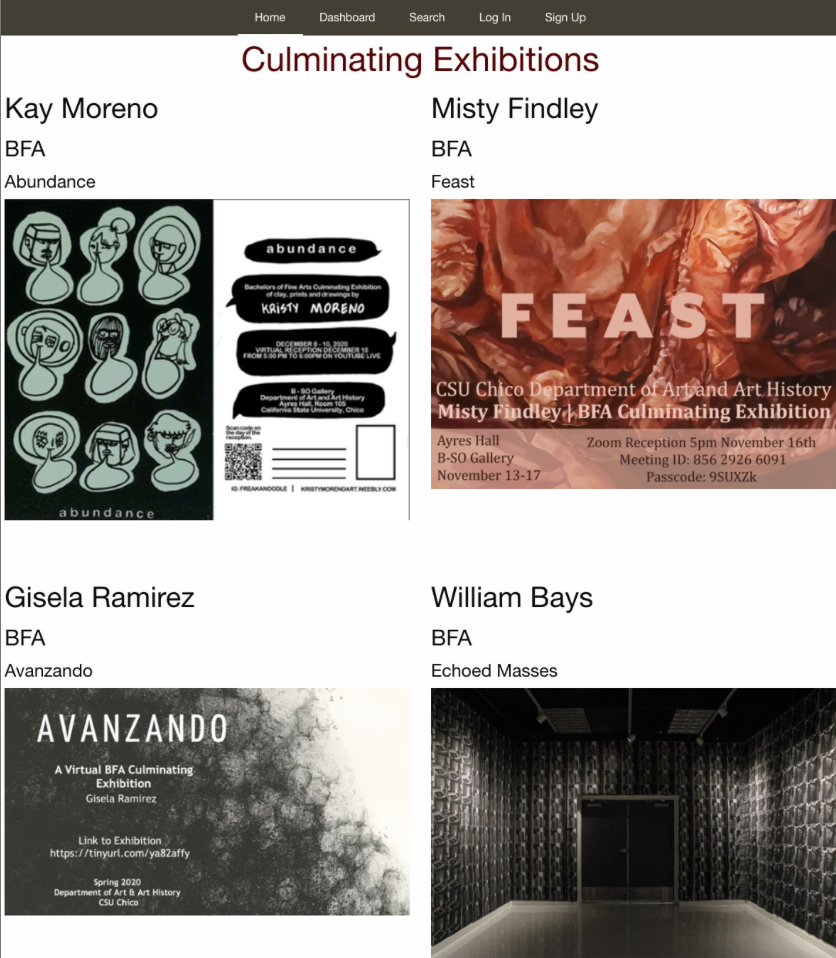 Culminating Exhibition Portal Home Page